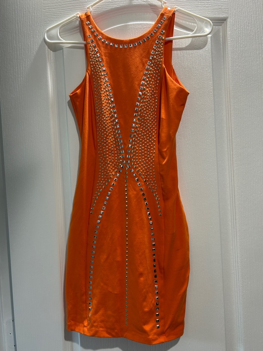 bebe Orange Studded Mini Bodycon Dress